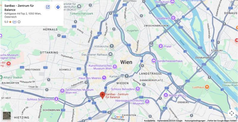 Karte mit Standort von SanBao – Zentrum für Balance in der Kohlgasse 44/2 in Wien 1050